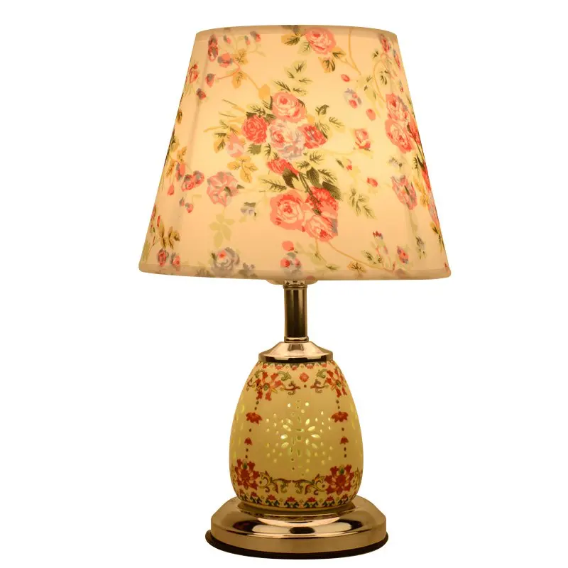 

Bedroom Beside Table Lamp Chinese Ceramic Fabric Luxury Traditional Study Room Desk Light Porcelain Living Room Desk Lighting