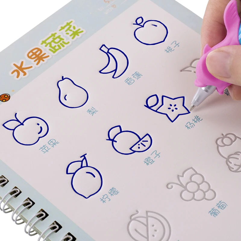 5pcs/set Children Pupils Copybook For School Groove Chinese Character Exercise Beginners Fruits & Vegetables/ Pinyin /Numbers