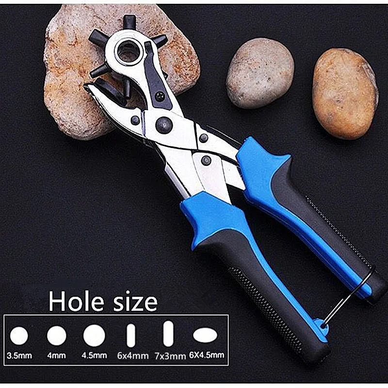 3 in 1 Save Effort 3 Shape Hole Roto Punch for Leather Hole Punching Tool Mending Solution Add Eyelets Puncher /Pliers for Belt