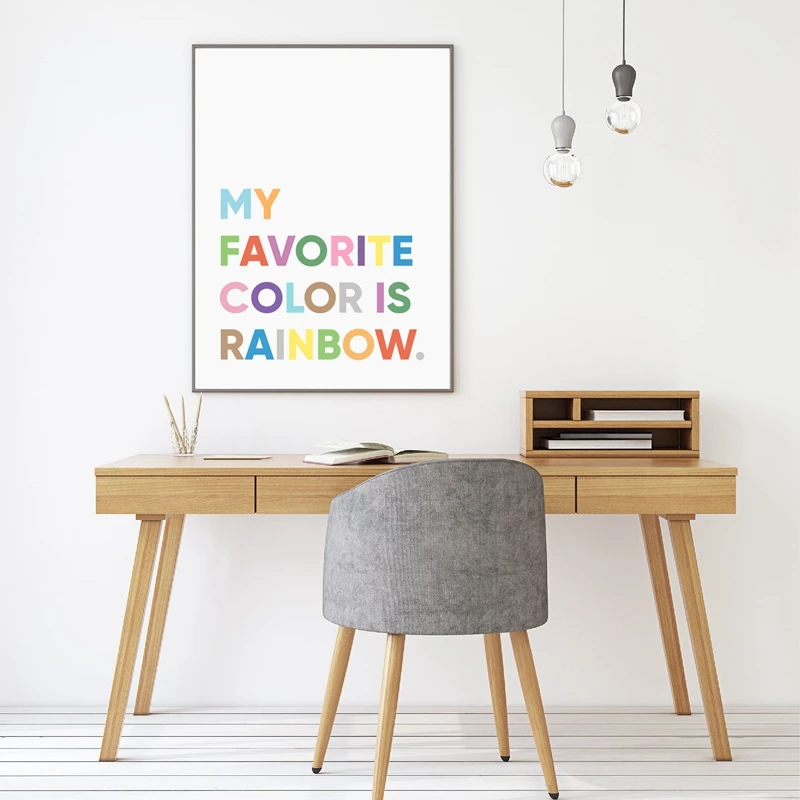 My Favorite Color Is Rainbow Colorful Quotes Wall Art Canvas Poster Painting Inspirational Words Picture Print Home Room Decor