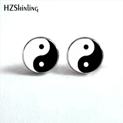 NES-00100  Yin Yang  Earrings Ying Yang  Ear Stud Magic Sign Zen Earrings Glass Cabochon Earrings HZ4