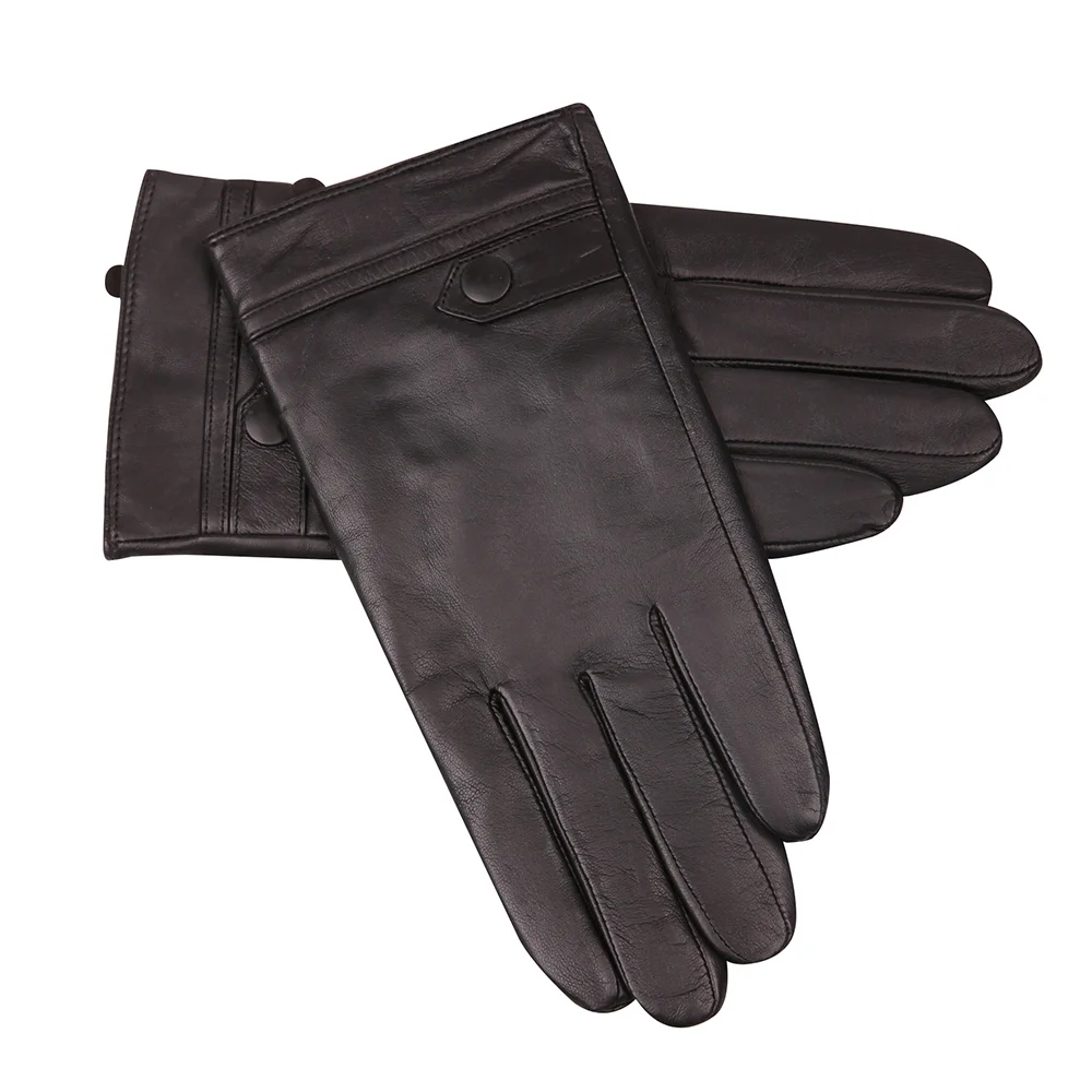 Black Touch Screen Leather Gloves Man Winter Keep Warm Plush Lined Thicken Windproof Non-Slip Sheepskin Gloves Male M18008NC