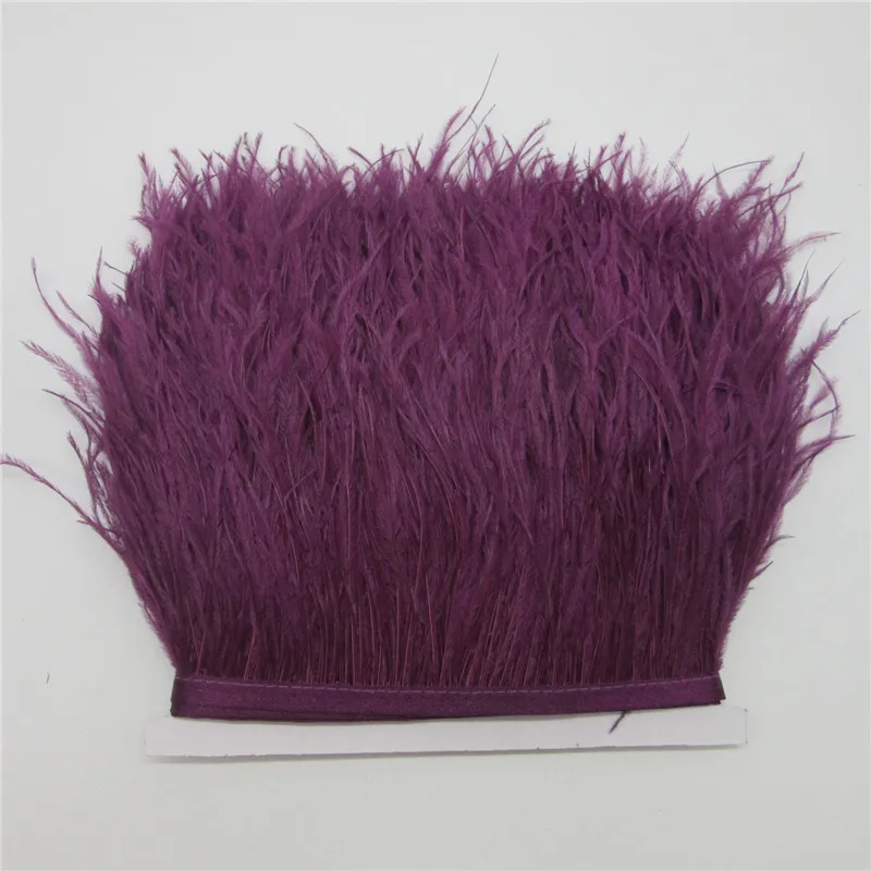 

10 yards 10-15CM Ostrich feather trims for skirt/dress Purple red ostrich feathers ribbon feather For Crafts Plumage Clothing