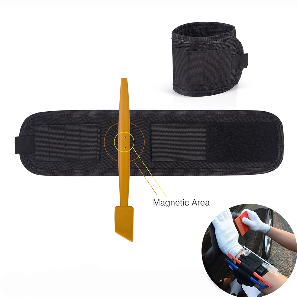 EHDIS Magnetic Wristband Tools Bag for Vinyl Car Wrap Tool Set Window Tint Film Squeegee Scraper Knife Holder Magnet Waist Bag