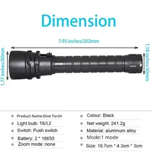 Underwater Diving Flashlight T6 L2 Waterproof 200M #5