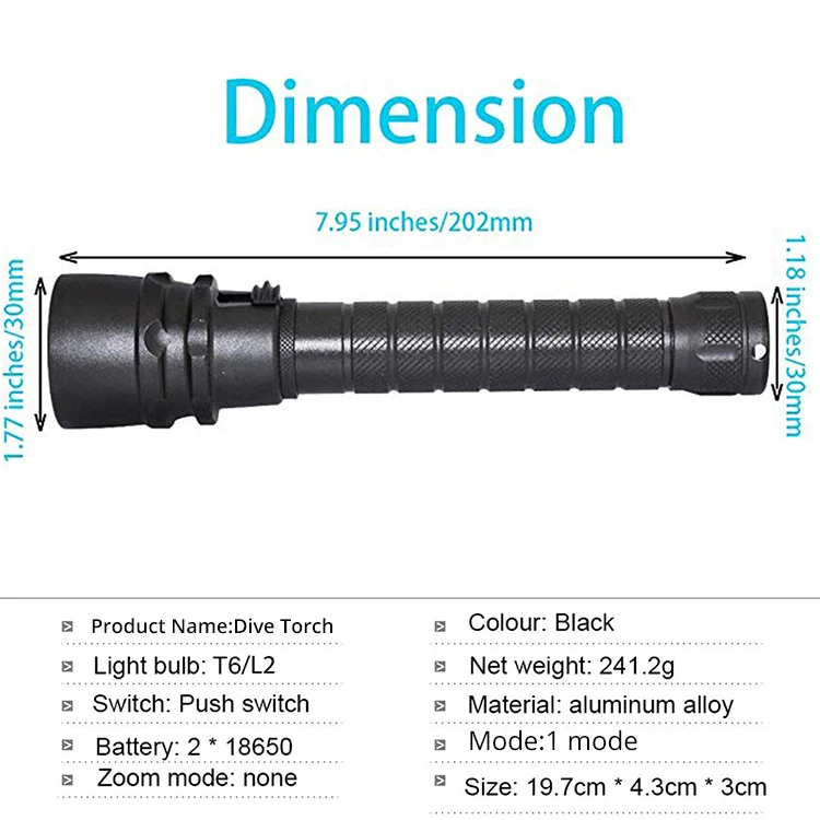 Imagem -05 - Luz de Mergulho Subaquático Lanterna Poderosa Profissional Tocha de Mergulho Luz do Flash pela Bateria 18650 8000lm 5200mah 200 m