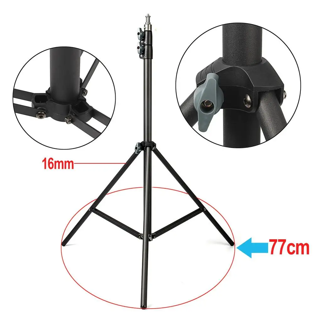 Trépied support de lumière de 2m avec tête à vis 1/4, trépied de caméra, support de lampe, support de Flash pour Godox Flash, lumière vidéo, appareil photo DSLR