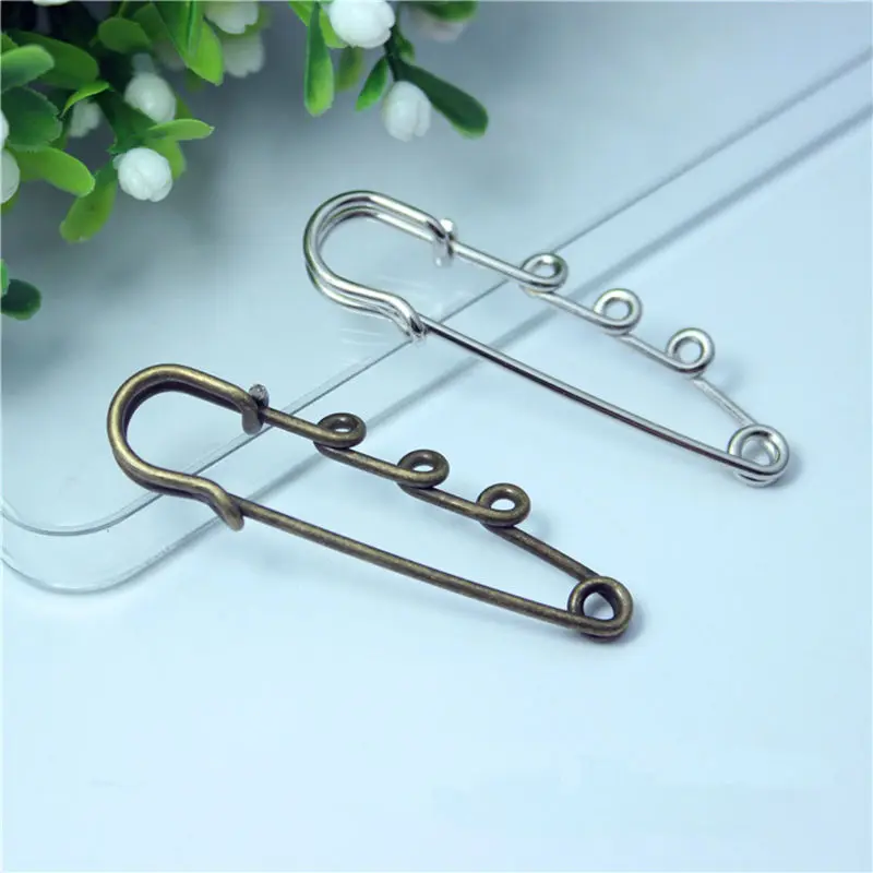 

100pcs 3holes 50,64,70mm Silver/bronze Color Larger Safety Pins Brooches Findings DIY Jewelry Finding