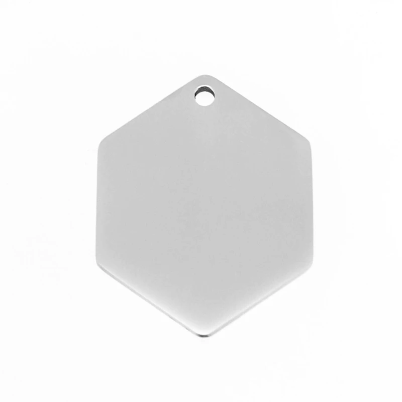 High quality hexagon pendant Customized Stainless steel plate both sides mirror polished charms pendants 50pcs