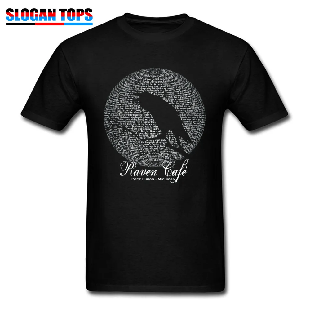 Raven Moon Poem T-shirt Men Romantic Designer Tshirt Black Letter T Shirt Custom Print Unique Clothing University Funky Top Tees