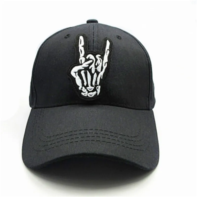 LDSLYJR skull gesture embroidery cotton Baseball Cap hip-hop cap Adjustable Snapback Hats for men and women 67