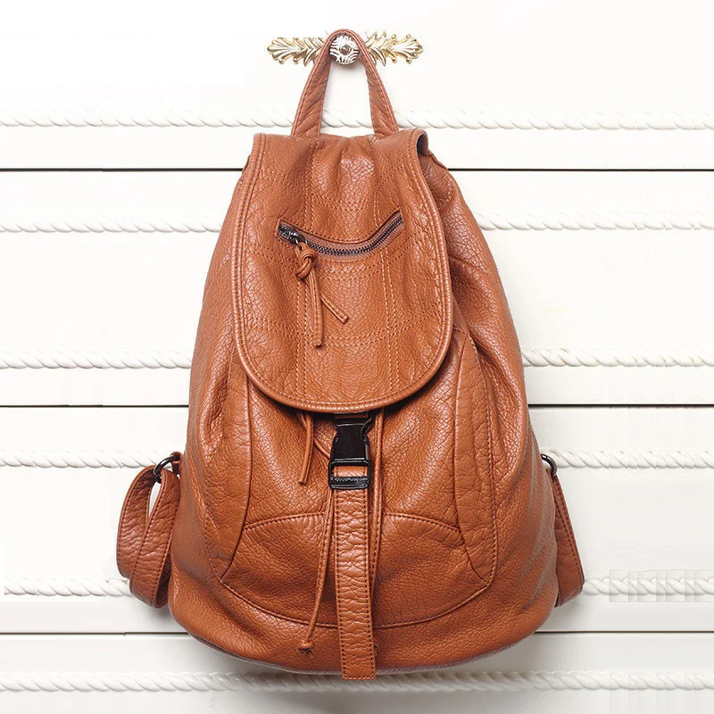 Stylish Soft Women Backpack High Quality Washed Leather Backpacks for Girls Ladies Travel Backpack Mochilas School Bags