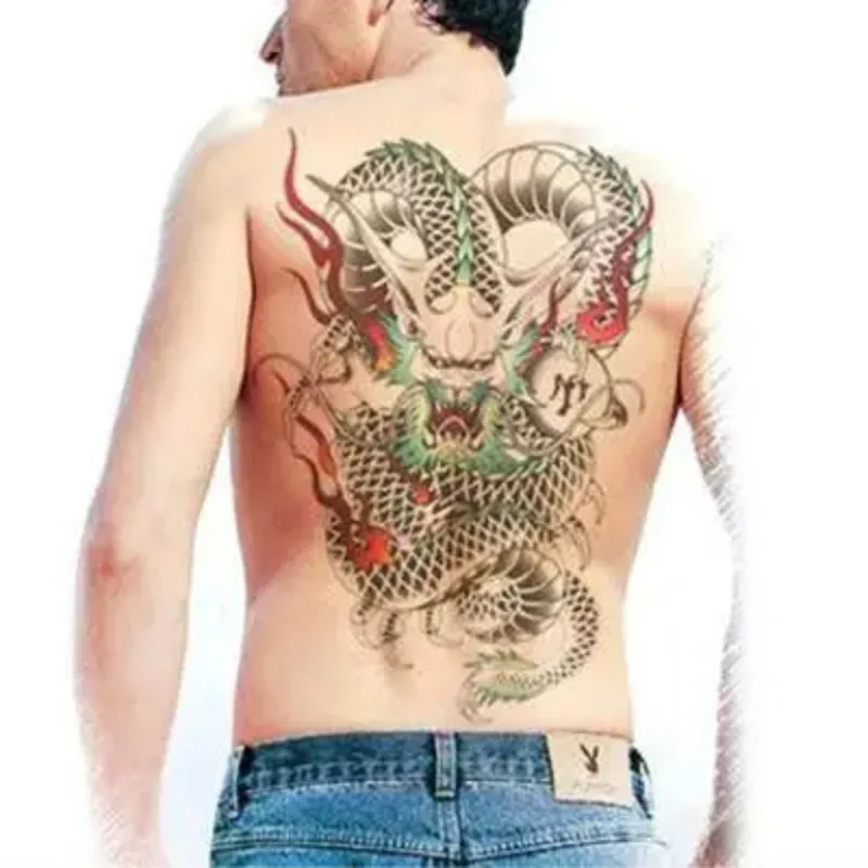 Large Disposable Body Tattoo Strong Men Waterproof Tattoo Sticker Simulation Tiger Dragon Eagle Scorpion Body Totem MQB 100pcs