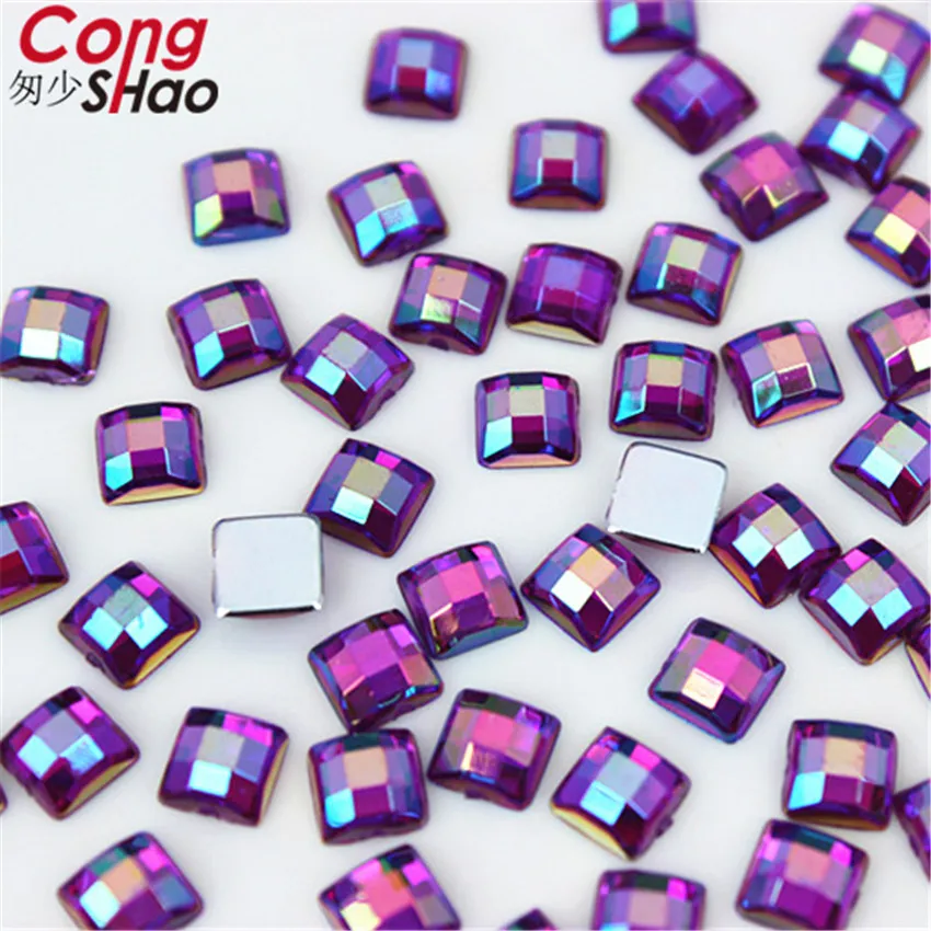 100pcs 5mm 3D Nail Art Square Stones Flatback Crystals Acrylic AB Rhinestone Trim Phone DIY Not Hotfix Face Decoration WC468