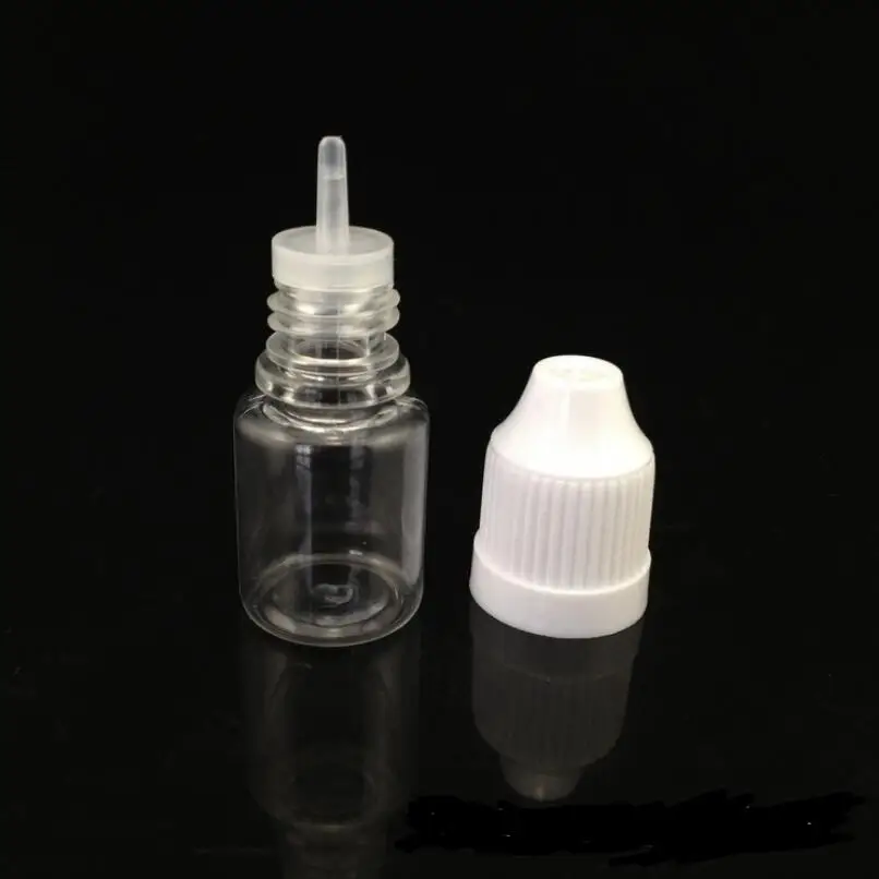 5ml Clear Plastic Dropper Bottle Empty E Liquid Refillable Bottles With Childproof Cap And Long Thin Tip LX1337