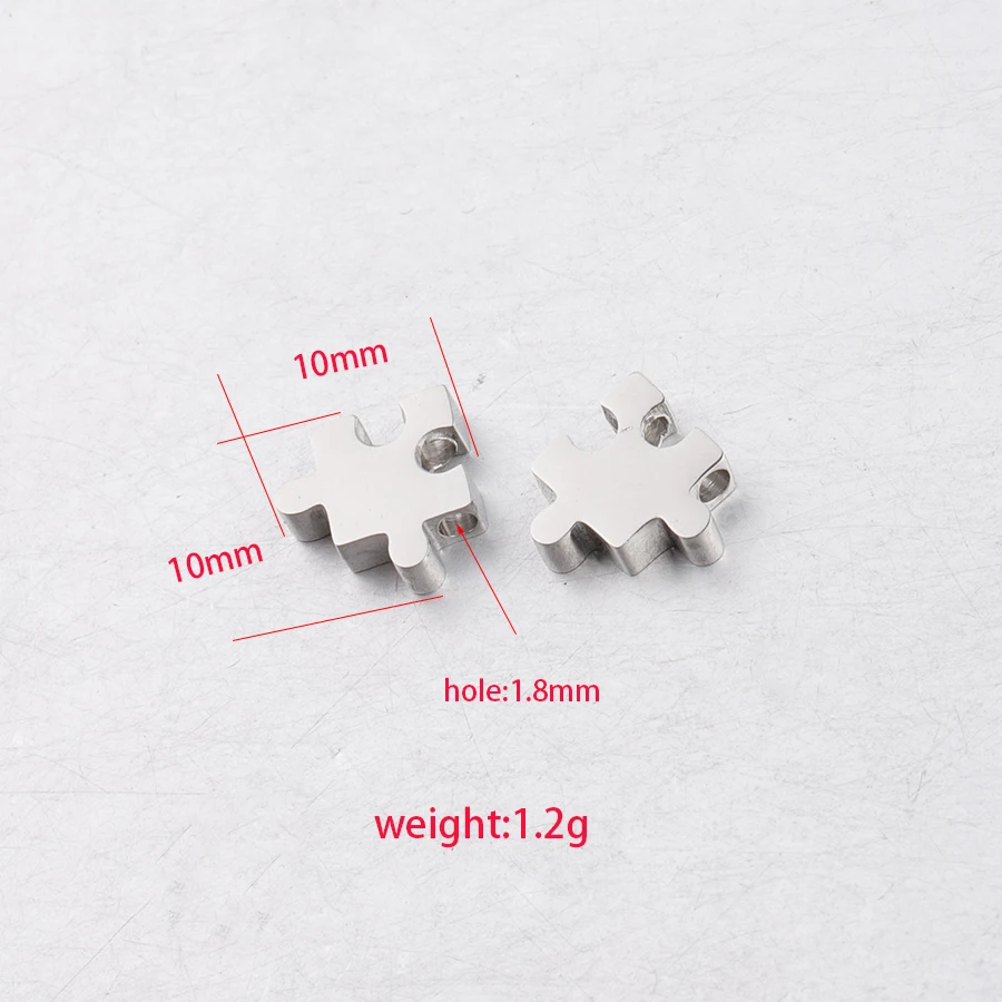 Fnixtar 1.8mm Small Hole Bead Mirror Polished Stainless Steel Puzzle Bead Charms  DIY Jewelry 10*10mm 20piece/lot