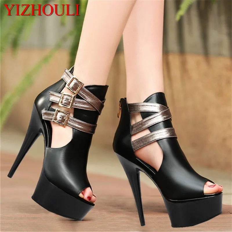 

Welcome buyers to choose high crystal heels, 15cm model banquet Roman buckle shoes, dance shoes