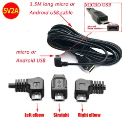 New Car Charging curved MICRO USB Extended Cable for70mai xiaoyi mijia 360 Car DVR Camera c,Cable lengh 3.5m ( 11.48ft )