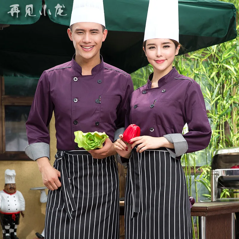 Cozinheiros roupas de cozinha uniformes de chef de alta qualidade plus size adulto restaurante chefs vestuário senhoras chefwear manga comprida B-5553