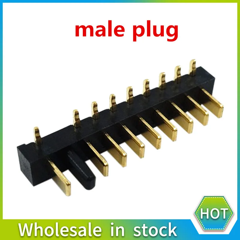 New 9pin laptop battery connector 2.5mm pitch 90 degree bend foot male and female plug for universal flex cable