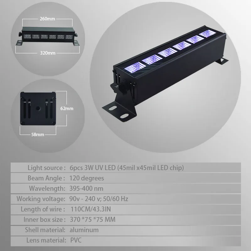 Imagem -04 - Luminária Led uv para Palco 18w 6led uv Cor Bar Iluminação para dj Ktv Discoteca Festa Iluminação para Palco