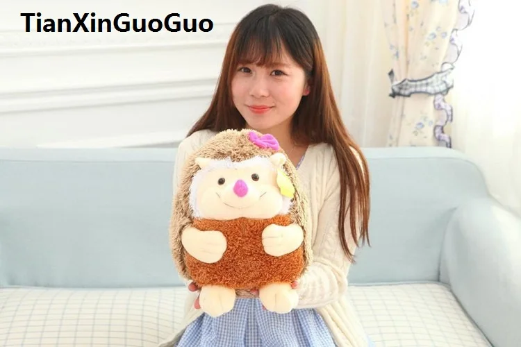 stuffed toy lovely bowtie hedgehog doll about 28cm plush toy soft throw pillow Christmas gift w0200