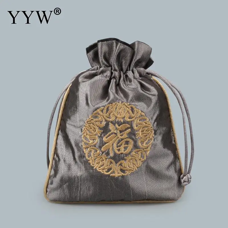 Satin Drawstring Bag Chinese Silk Embroidered Brocade Bag Damask Jewelry Product Packing Pounch Christmas Wedding Gift Bag 10pcs