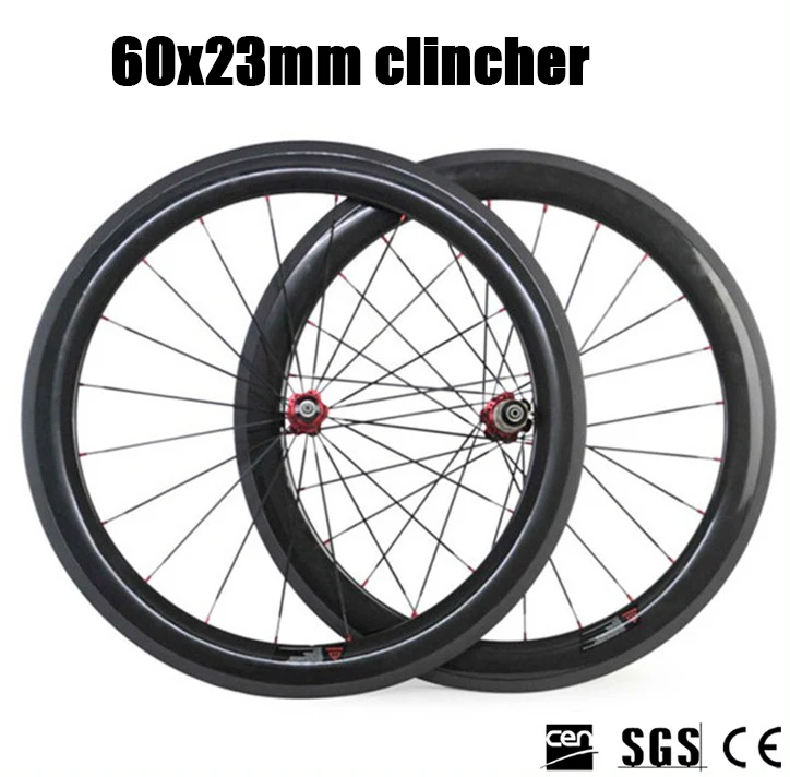 Catazer Superlight Racing Bicycle Wheelset Road Bike Novatec 271/372 J-bend Hub 60mm Depth Profile Clincher Carbon Wheels