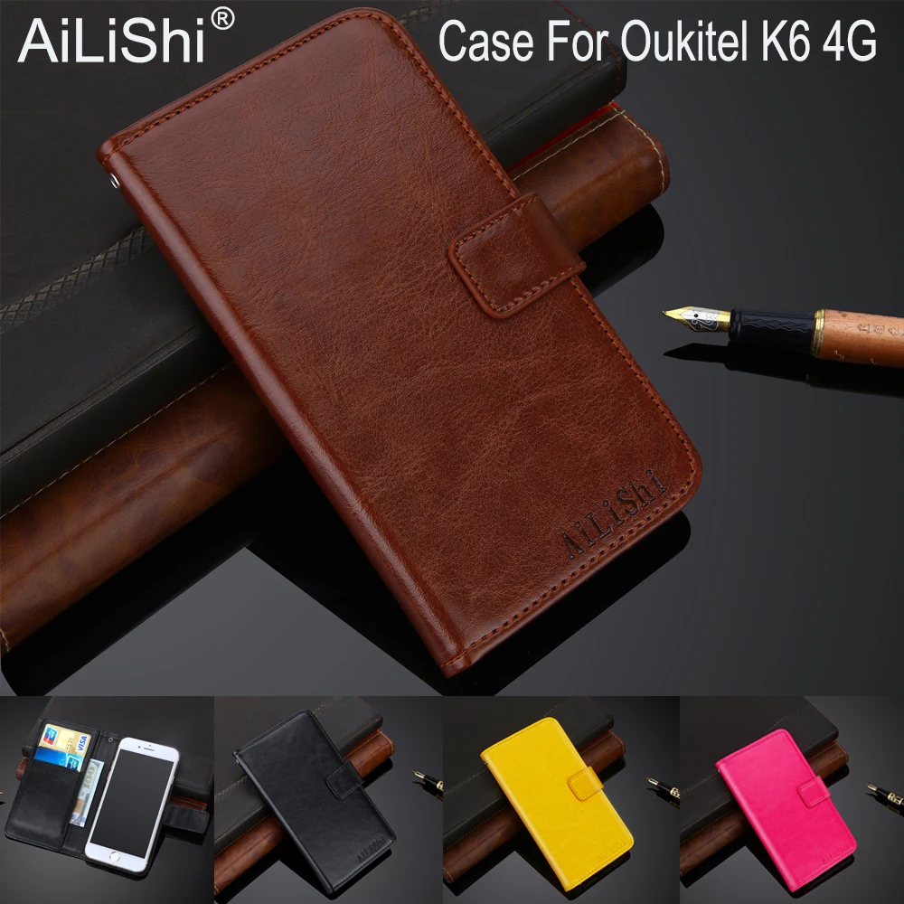 

AiLiShi-Luxury Leather Flip Case for Oukitel K6 4G, Top Quality Cover, Phone Bag, Wallet Holder, Tracking, 100% Exclusive