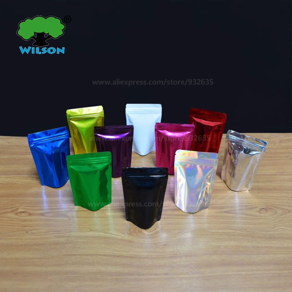 

8.5x13+5 cm (3.3''x5.1''+2'') Full Colors stand up zip lock foil bag for food storage 10 colors wholesale price Free shipping