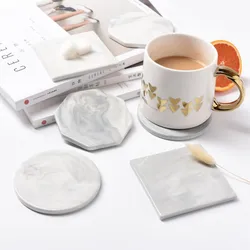 CFen A's Marble Pattern Ceramics Coaster Cup Pad Mat Heat insulation Table Bowl Mat Coffee Tea Cup Drink Coasters Round 1pc