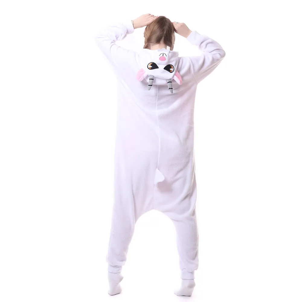 Kigurumi Adult Jumpsuit Unisex Goat Onesies Pyjamas Fleece White Sheep Pajamas Animal Cosplay Costumes Cartoon Sleepwear