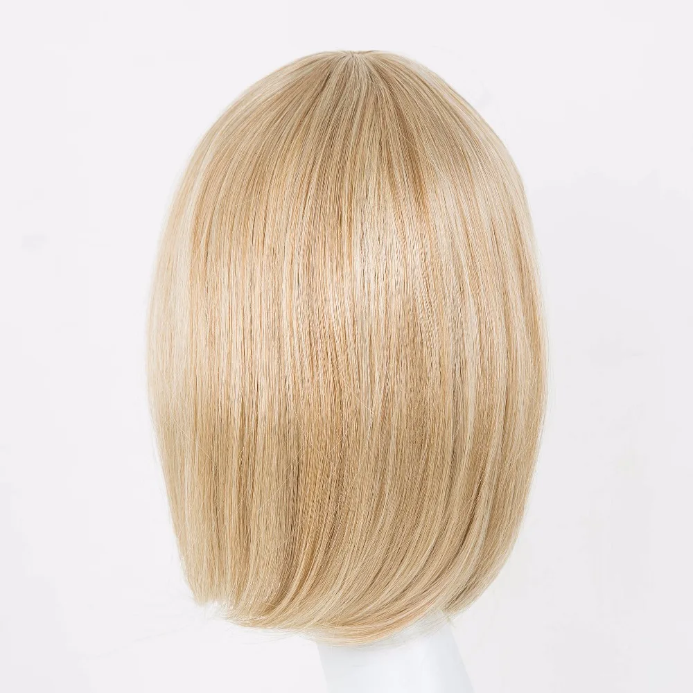 Fei-Show Blonde Wig Fei-Show Synthetic Heat Resistant Fiber Bangs Short Wavy Bob Hair High Temperature Women Carnival Hairpiece