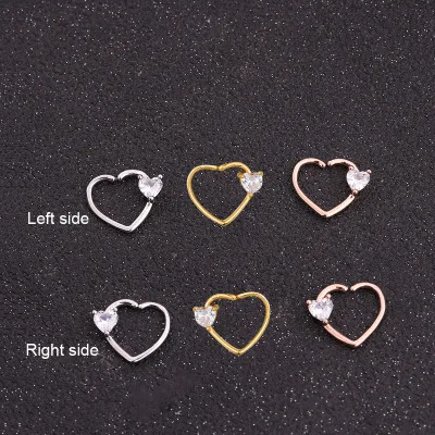 1PC Copper Heart Shape Nose Piercings Daith Piercings Septum Ear Cartilage Piercings Conch Piercings Body Jewelry пирсинг