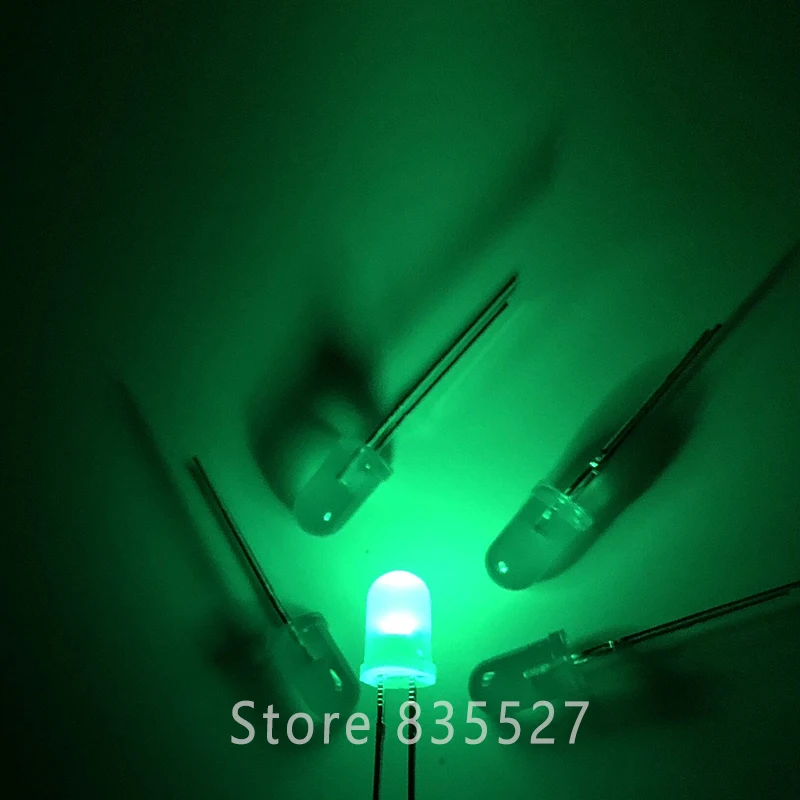 100pcs/lot F5 5MM Round LED in the color DIP Green Turn Emerald Green LED light emitting diode For DIY Lights lamp beads