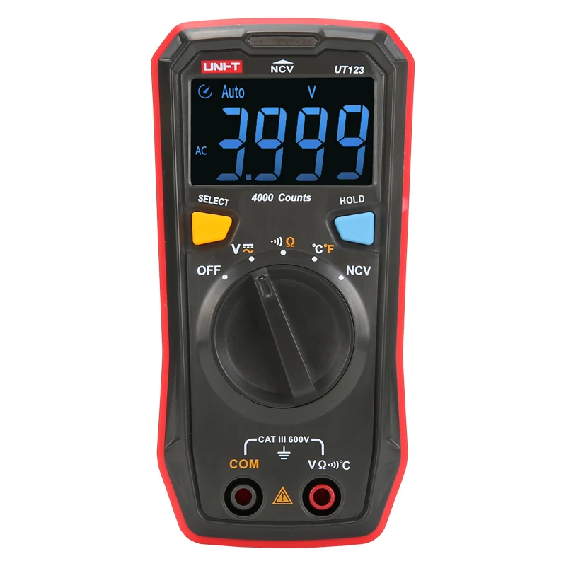Uni-T Ut123 Pocket-Sized Residential Multimeter; Handheld Digital Multimeter / Ncv / Temperature