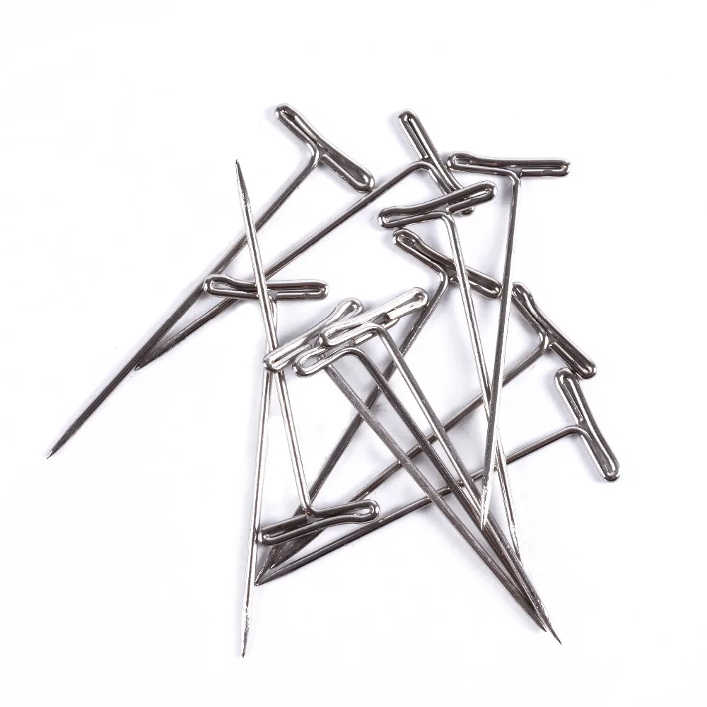 100pcs T-PINS (45mm) For Wig On Foam Head Style T Pin Needle Mannequin Head Type Sewing Hair Salon