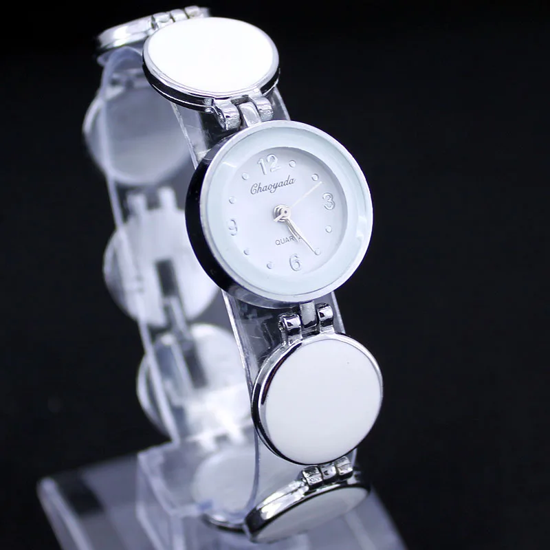 Brand Hot Popular Fashion Round Design Lady Women Girl Watches Silver Alloy Strap Quartz Crystal Diamonds Wristwatch New O26