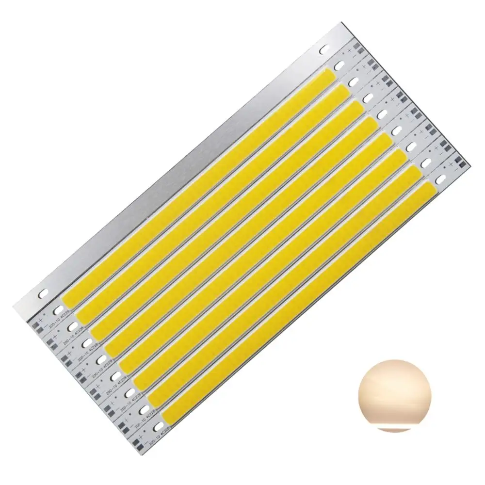 ALLCOB-LED COB Strip Bar para carro, fonte de luz, quente, natureza, branco, azul, vermelho, verde, amarelo, DIY, fonte de luz, 200x10mm, 12V, 10W