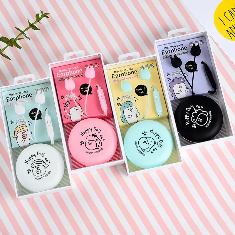 Cute Cat słuchawki 3.5MM Cute Cartoon muzyka zatyczki do uszu z mikrofonem i schowek dla iPhone Xiaomi MP3 dziecko dzieci dziewczyna prezent