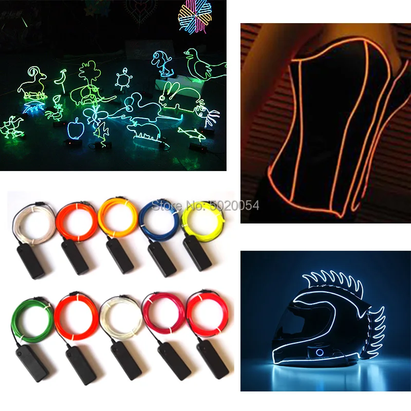 3.2mm 3V Controller Clothing Motorcycle Helmet Decor Glow EL Wire Cable LED Neon Flexible Neon Car Light