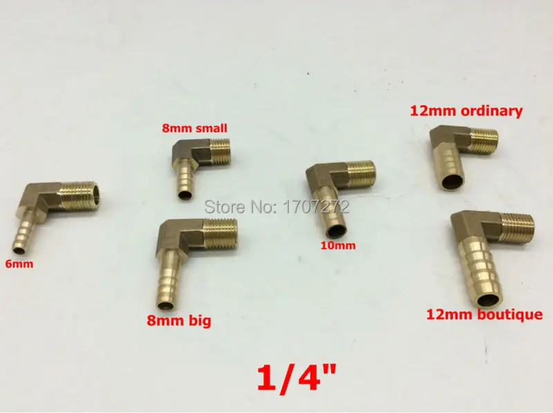 

free shipping 6mm/8mm/10mm/12mm Hose Barb x 1/4" inch Male BSP Thread Elbow Brass Barbed Fitting Coupler Connector Adapter