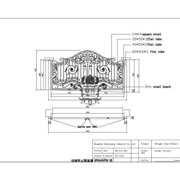 

HENCH Venice Style Ornamental Iron Wrought Dual Driveway Gate 12' High Quality hgs