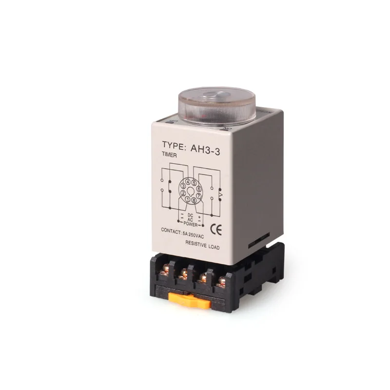 AH3-3 1S/3S/6S/10S/30S/60S/3M/6M/10M/30M/60M Power On Timer Delay Time Relay AC220V/110V DC24V/12V with Socket