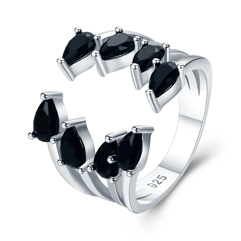 Bague de mariage en spinelle noire en argent regardé 2024 pour femme, bijoux fins, fiançailles, romantique, nouveau, 925, G043