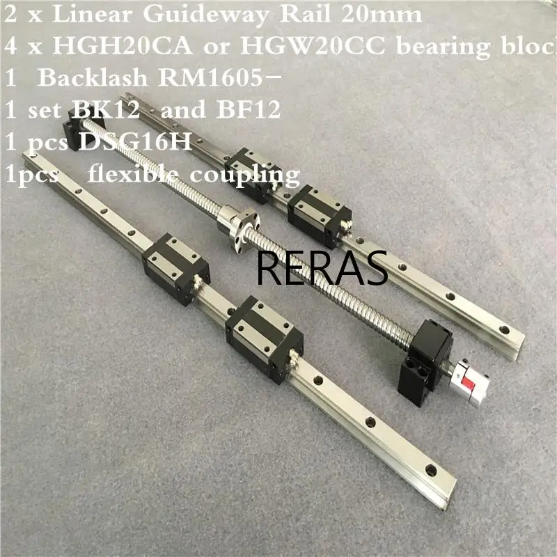 

2 pcs HGH20 any length+1 SET SFU1605+4 HGH20CA /hgw20cc Linear guide High assembly square load ball screw linear motion module