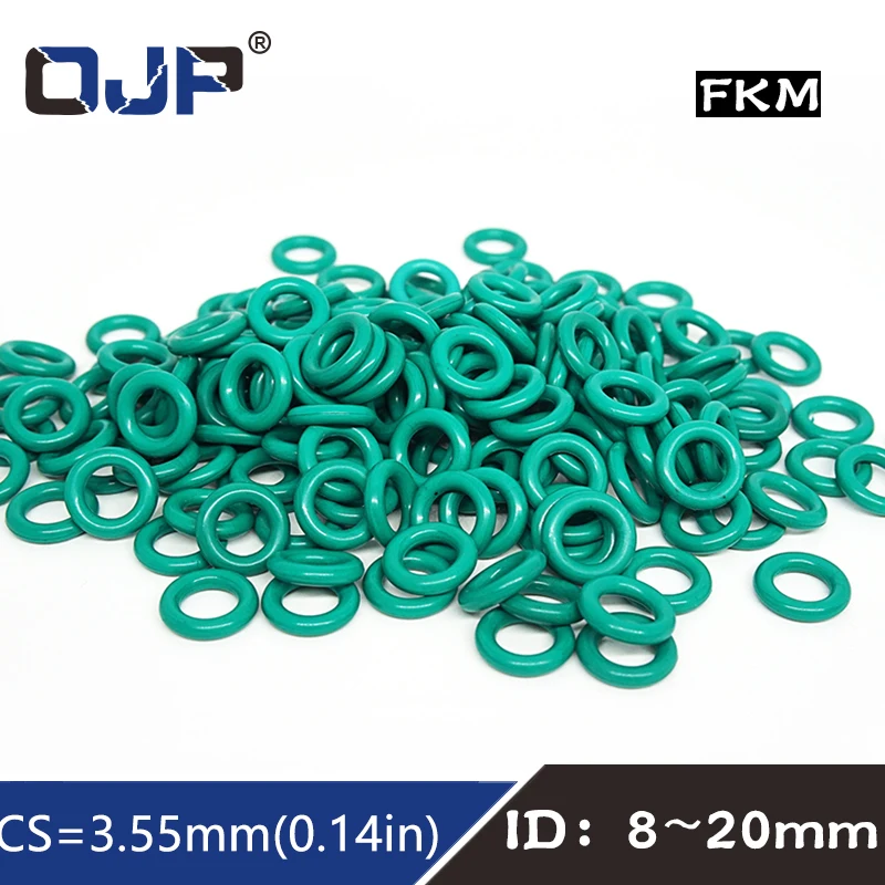 10PC/Lot Green FKM Rubber O-rings Seal CS3.55mm ID8/9/10/11/12/13/14/15/16/17/18/19/20mm O Ring Seal Gasket Rings Sealing Washer