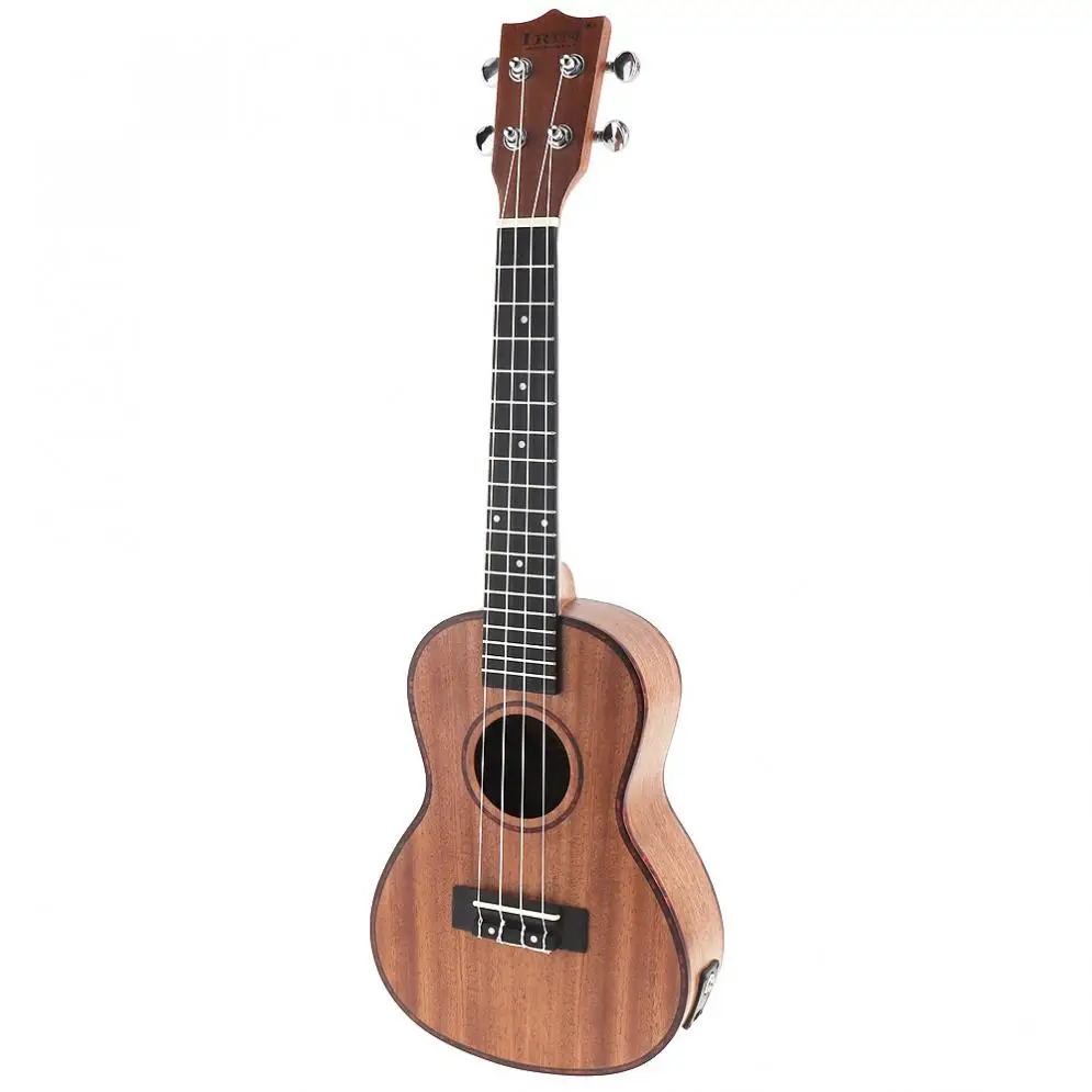 24 Inch Ukulele Abalone Shell Edge 18 Fret Four Strings Hawaii Guitar Built-in EQ Pickup + Bag + Capo + Strap + String + Cloth