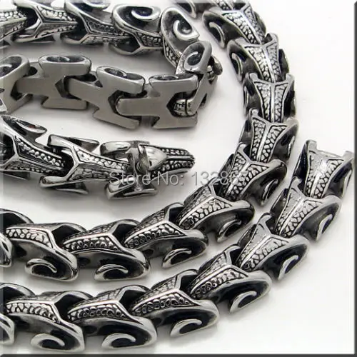 Jewelry 316L Stainless Steel Necklace Mens DRAGON Biker Chain 11mm wide 24 inches