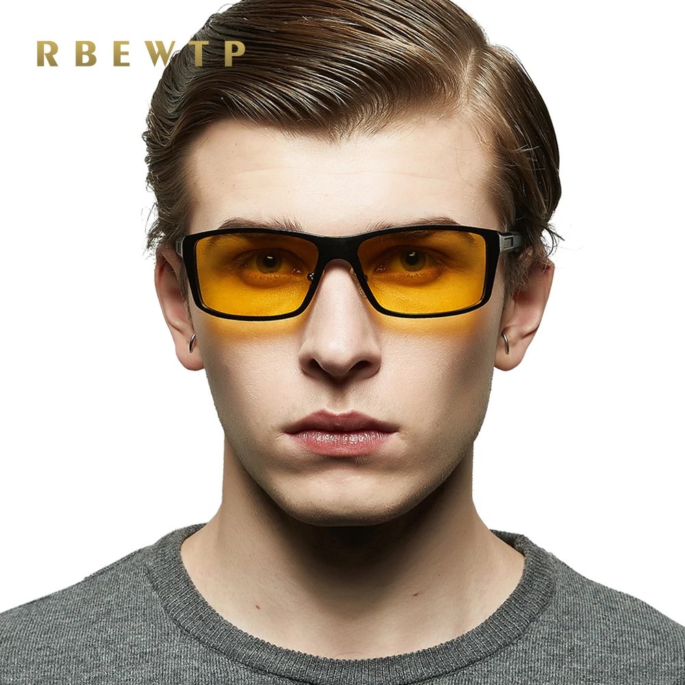 

RBEWTP Aluminum Magnesium Night Vision Glasses Men's Sunglasses Polarized Square Mirror oculos Male Eyewear Accessories For Men